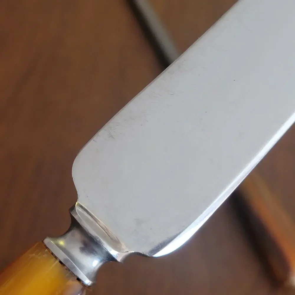Vintage 40s Universal Resistain 3 Piece Carving Set Butterscotch Bakelite Handle